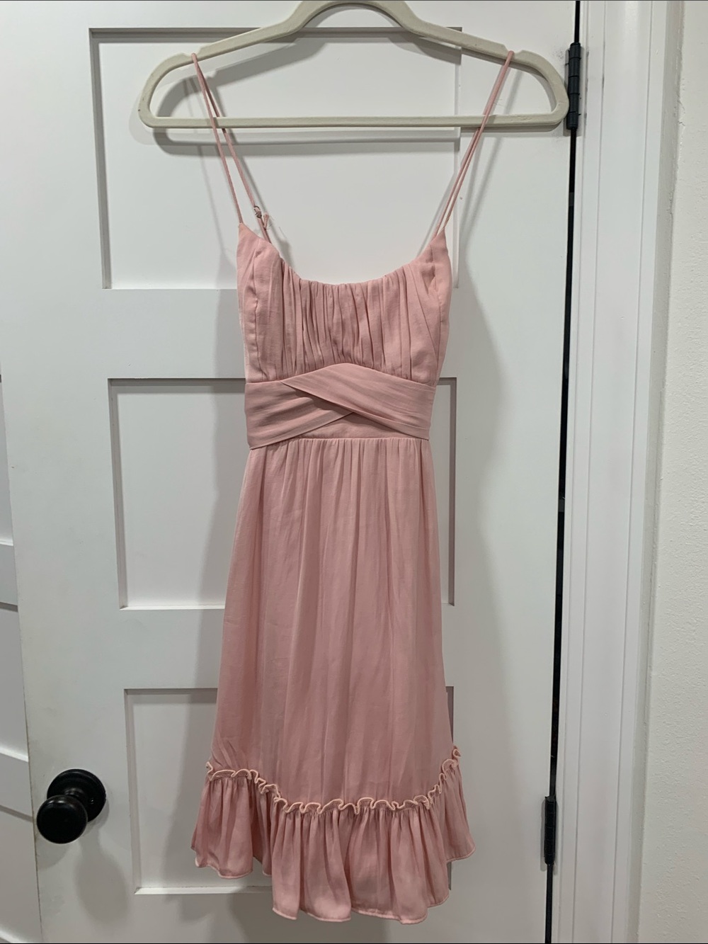 Saints + Secrets Soft Pink Spaghetti Strap Tie-Waist Mini Dress Size M